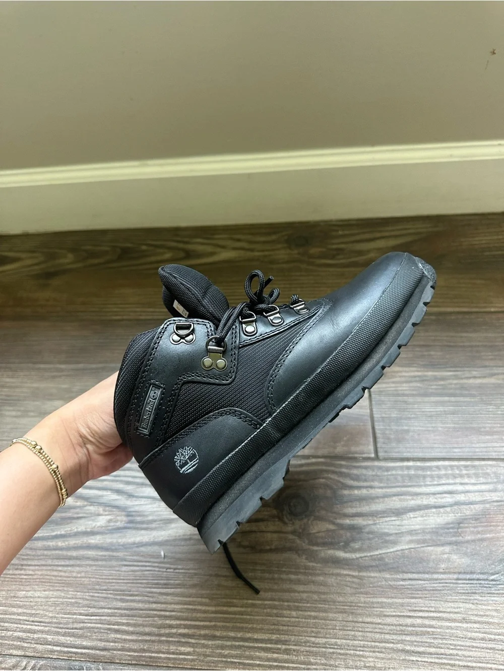 Timberland Kids Black Lace-Up Leather Boots
